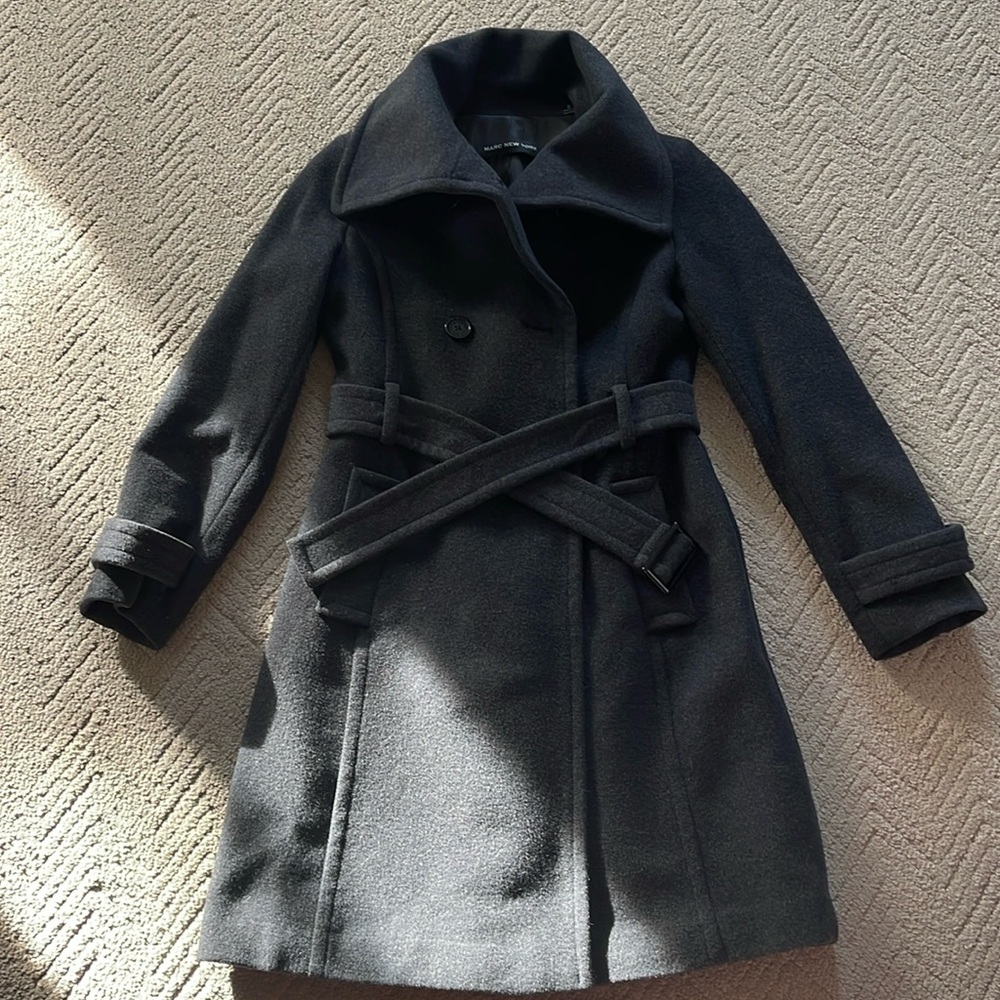 Marc New York Wool Coat Dark Grey Sz 2